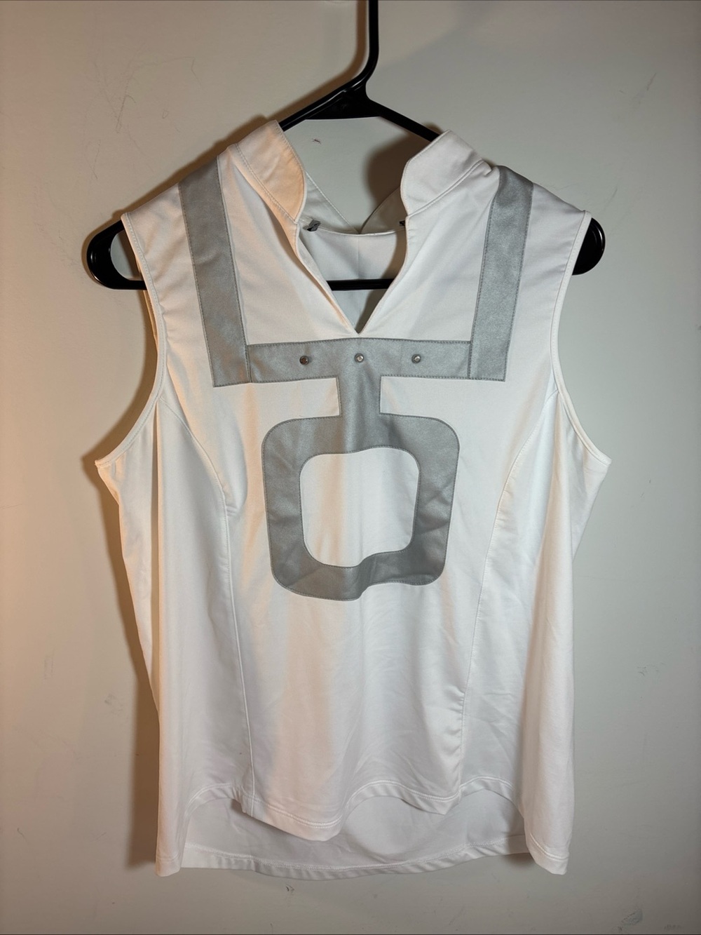 Jamie Sadock White Golf Top with Silver Trim. 430